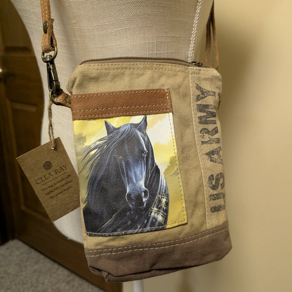 Clea Ray - Upcycled Black Horse Crossbody bag NWT